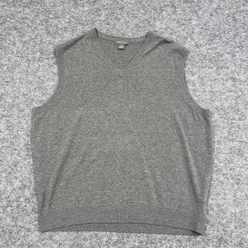 Daniel Cremieux Sweater Vest Mens 2XL Gray Supima Cotton V Neck Casual Preppy